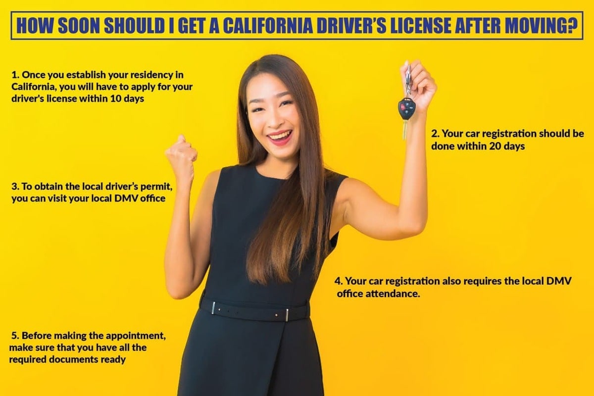 HOW SOON SHOULD I GET A CALIFORNIA DRIVER’S LICENSE AFTER MOVING?