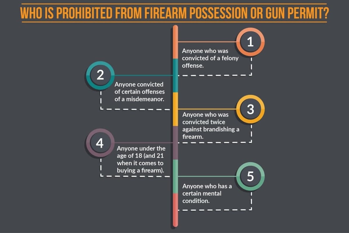 WHO IS PROHIBITED FROM FIREARM POSSESSION OR GUN PERMIT?